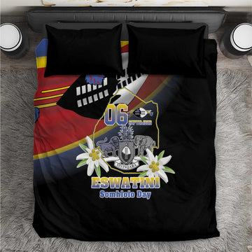 Eswatini Somhlolo Day Bedding Set Coat Of Arms With Map LT15