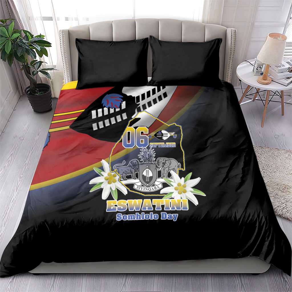 Eswatini Somhlolo Day Bedding Set Coat Of Arms With Map LT15