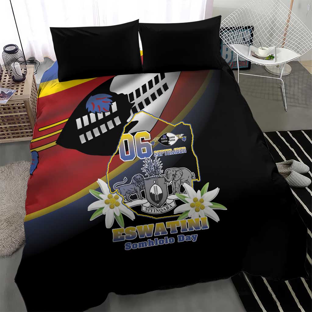 Eswatini Somhlolo Day Bedding Set Coat Of Arms With Map LT15