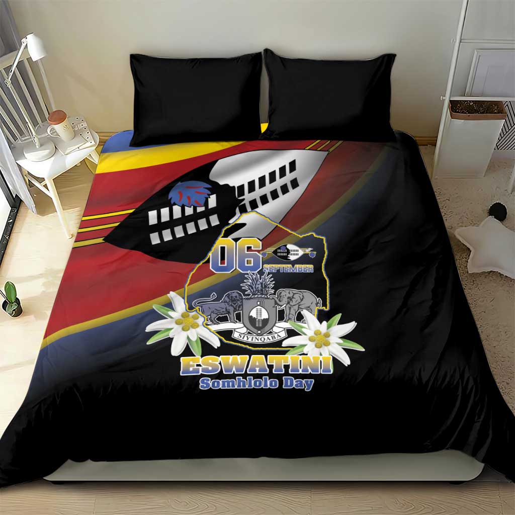 Eswatini Somhlolo Day Bedding Set Coat Of Arms With Map LT15