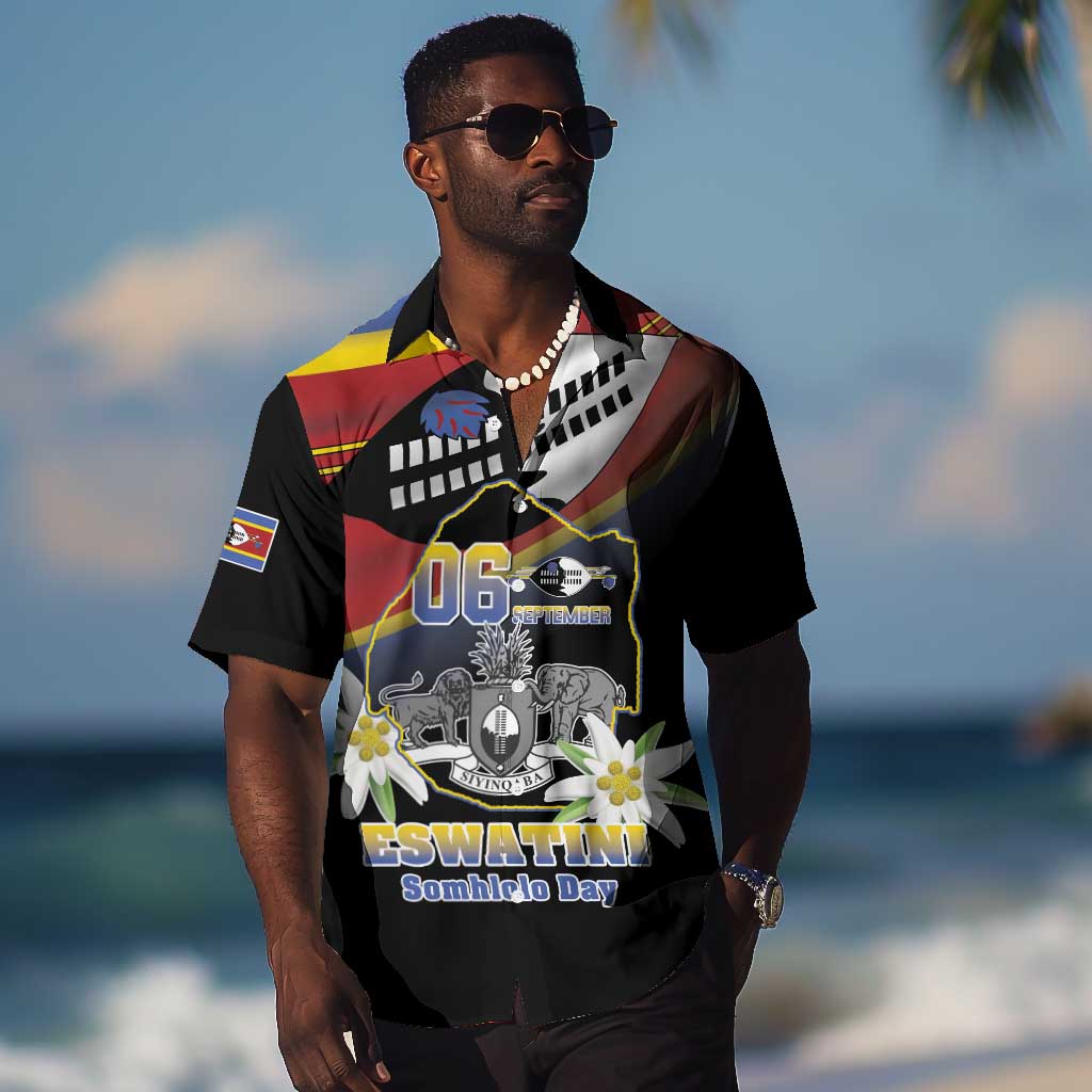 Personalized Eswatini Somhlolo Day Hawaiian Shirt Coat Of Arms With Map LT15