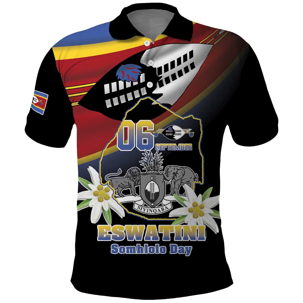 Personalized Eswatini Independece Day Polo Shirt Coat Of Arms With Map LT15
