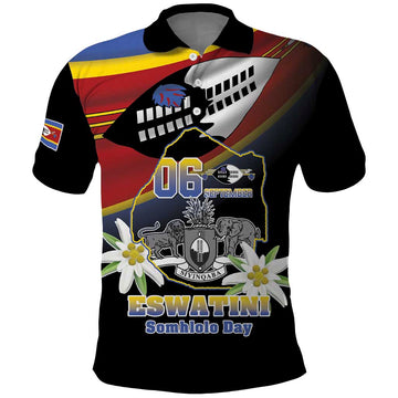 Personalized Eswatini Independece Day Polo Shirt Coat Of Arms With Map LT15