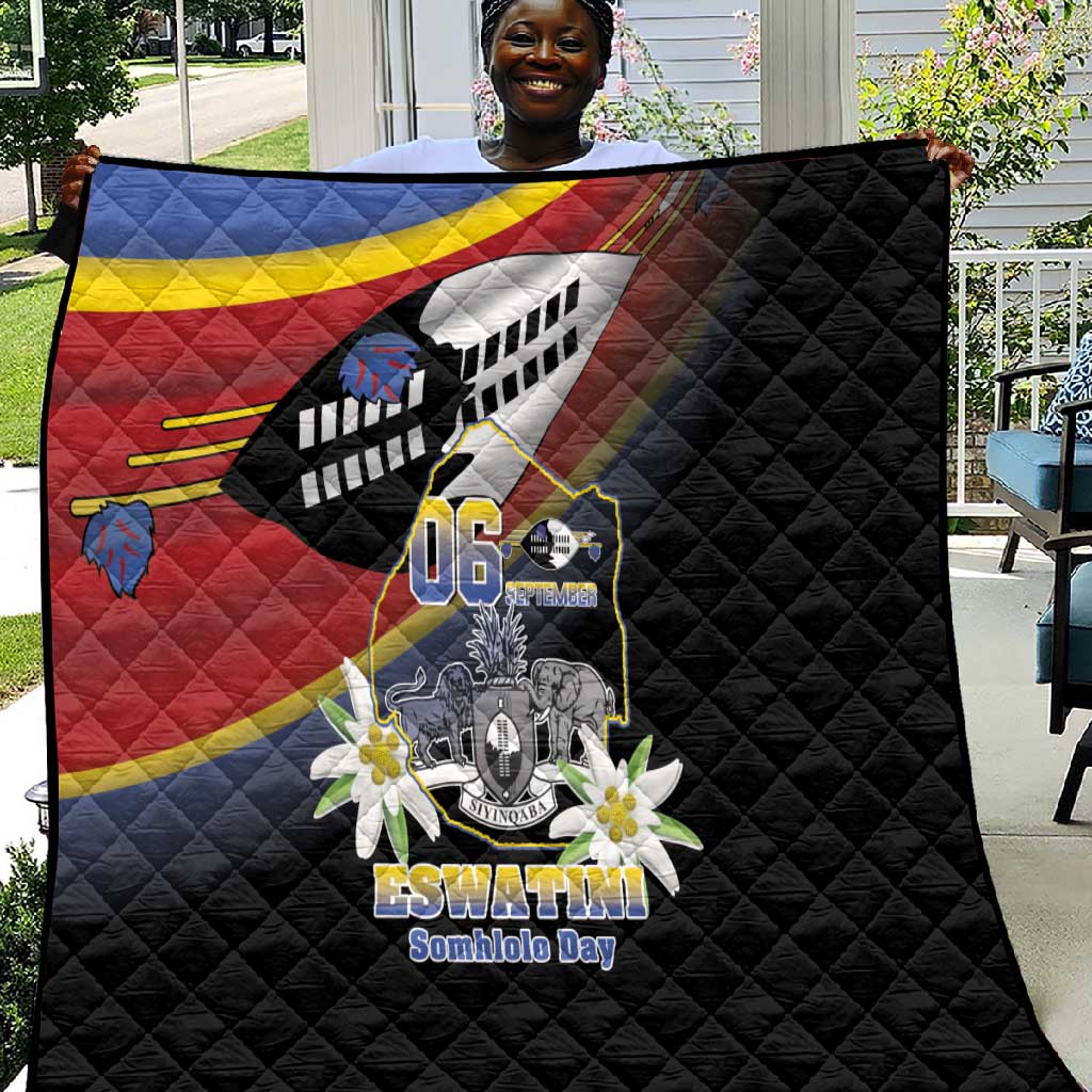 Eswatini Somhlolo Day Quilt Coat Of Arms With Map LT15