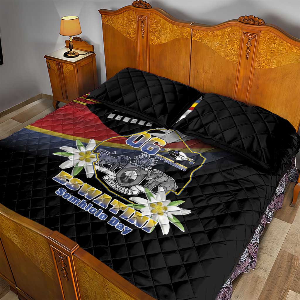 Eswatini Somhlolo Day Quilt Bed Set Coat Of Arms With Map LT15