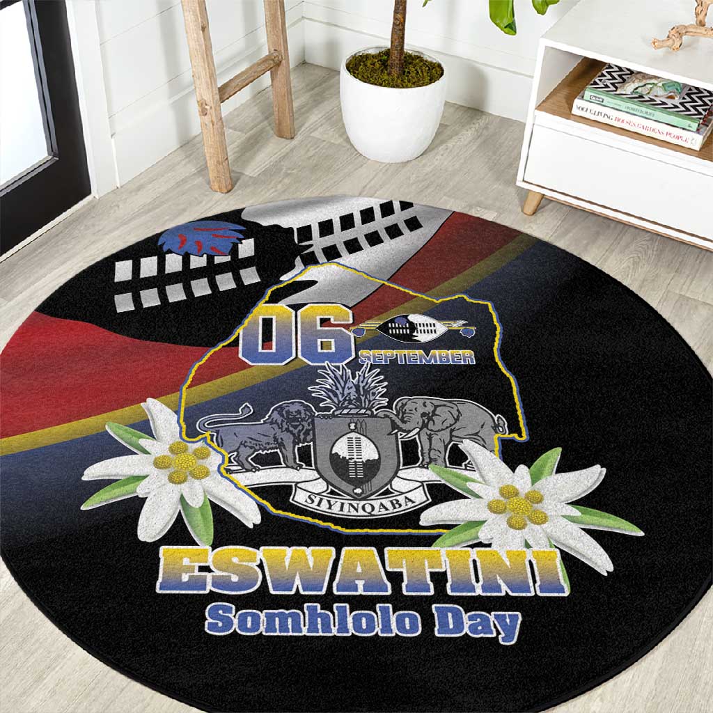 Eswatini Somhlolo Day Round Carpet Coat Of Arms With Map LT15