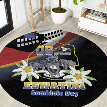 Eswatini Somhlolo Day Round Carpet Coat Of Arms With Map LT15