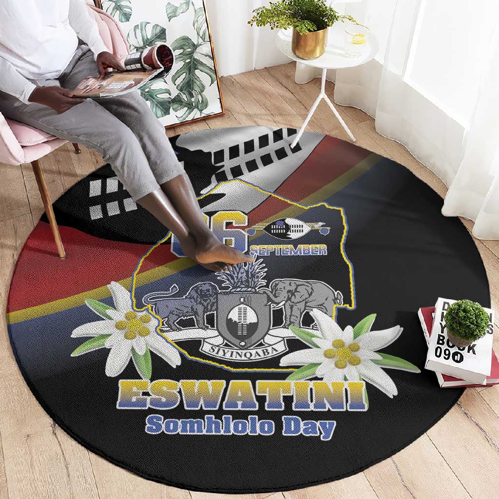 Eswatini Somhlolo Day Round Carpet Coat Of Arms With Map LT15