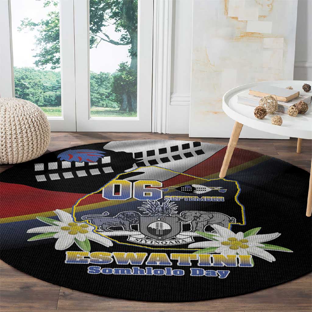 Eswatini Somhlolo Day Round Carpet Coat Of Arms With Map LT15