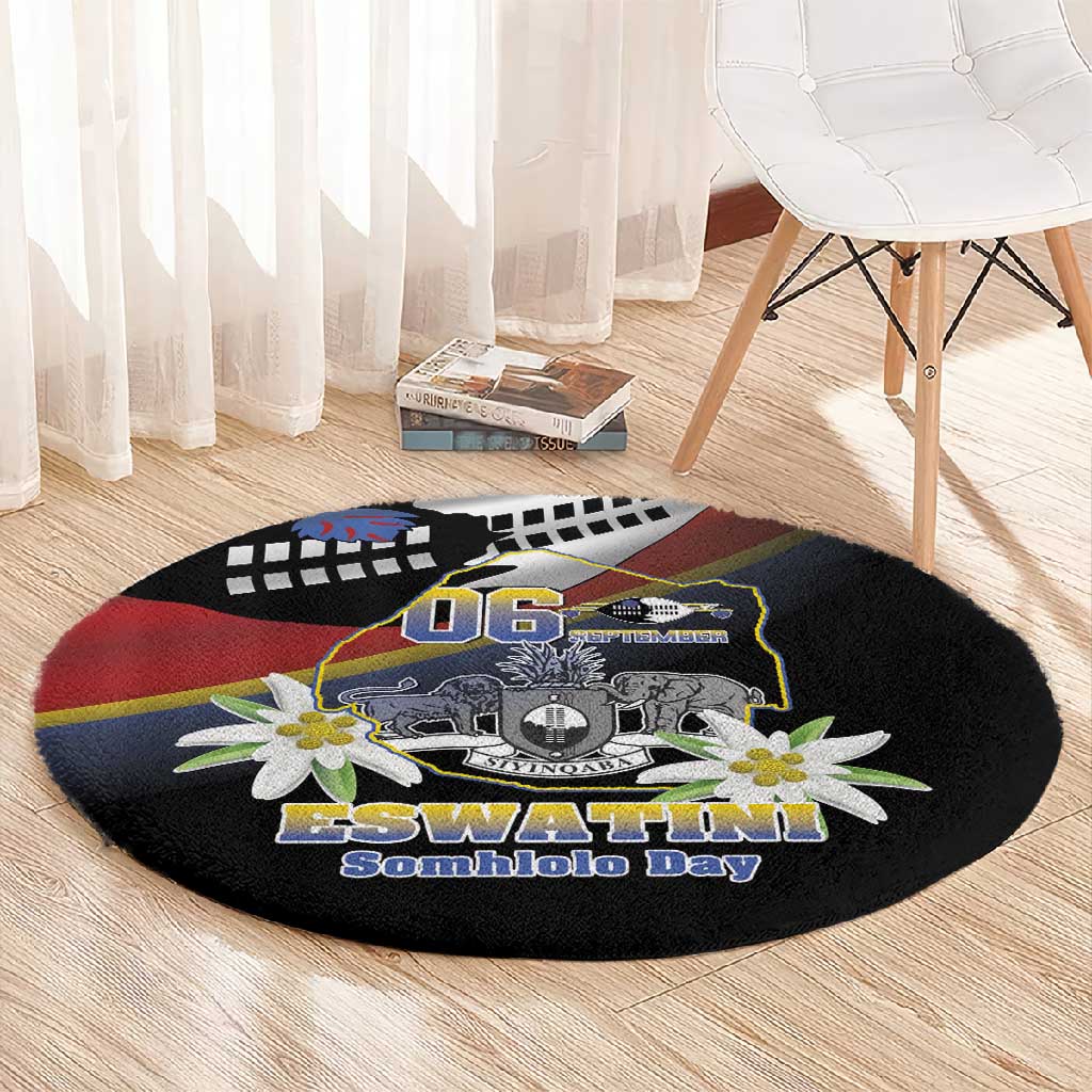 Eswatini Somhlolo Day Round Carpet Coat Of Arms With Map LT15