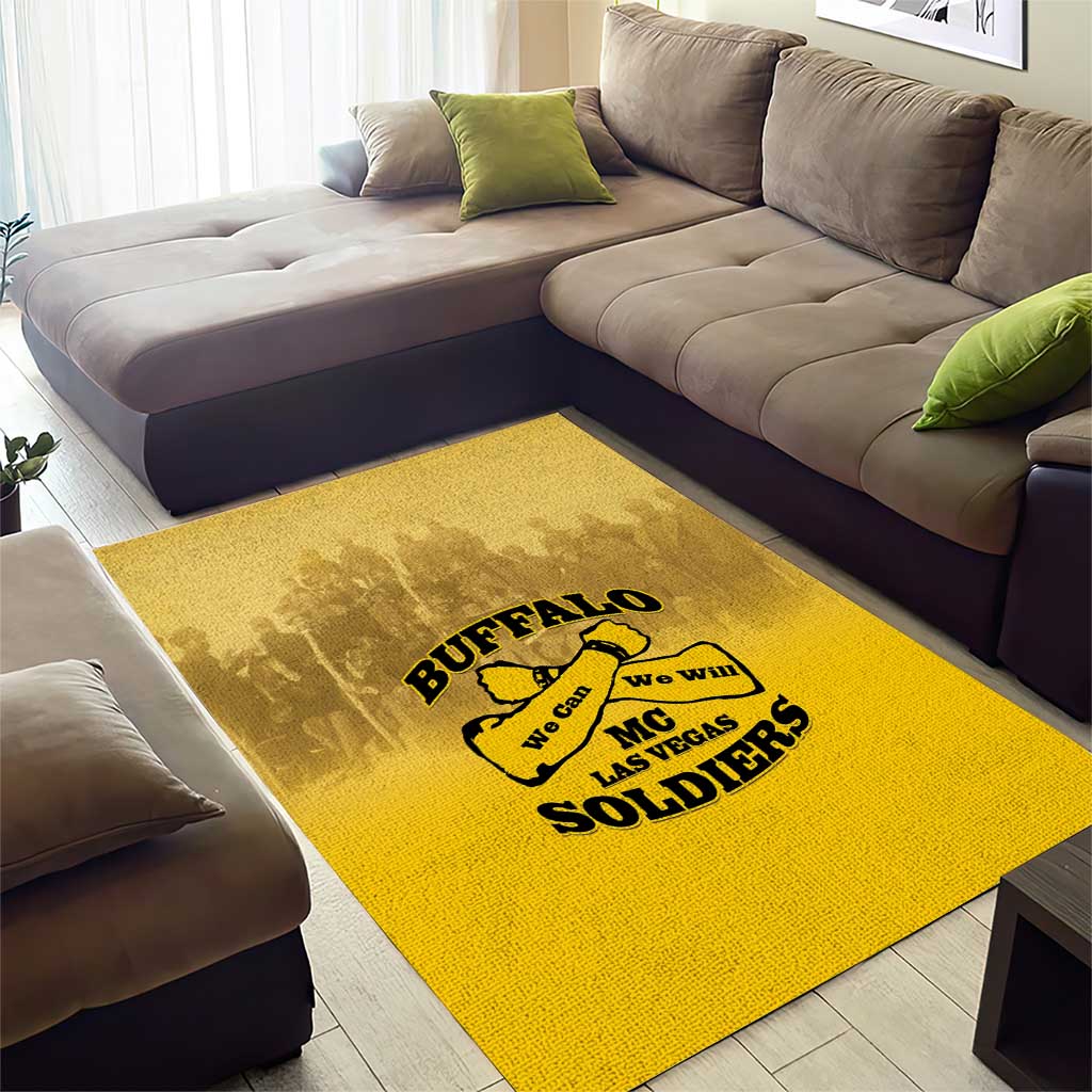 Buffalo Soldier Area Rug African American Heroes - Yellow LT15
