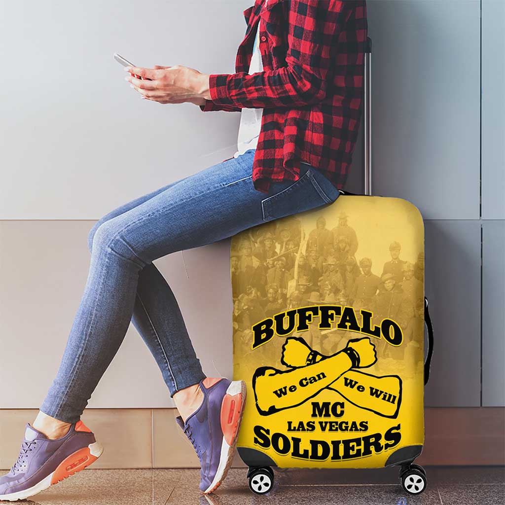 African American Buffalo Soldier Luggage Cover We Can We Will - Yellow LT15