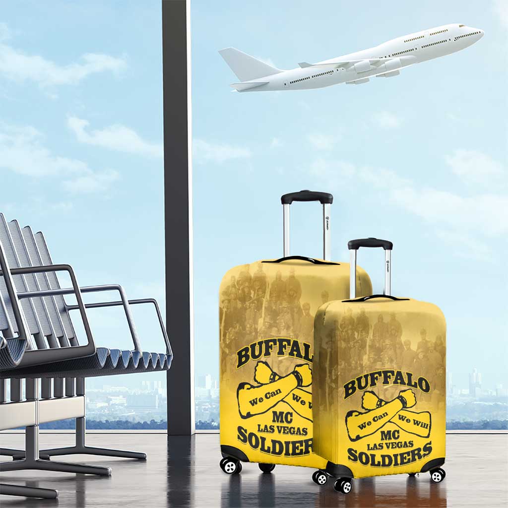 African American Buffalo Soldier Luggage Cover We Can We Will - Yellow LT15