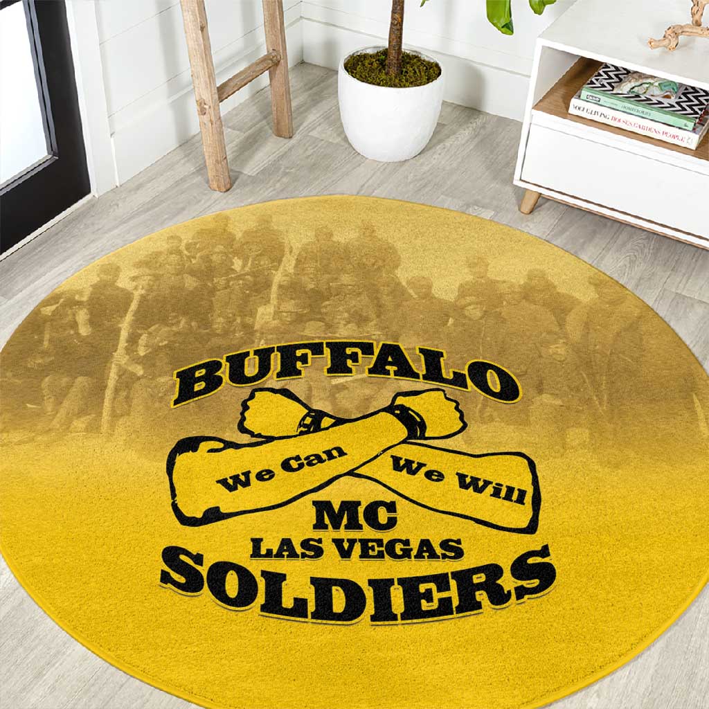 Buffalo Soldier Round Carpet African American Heroes - Yellow LT15