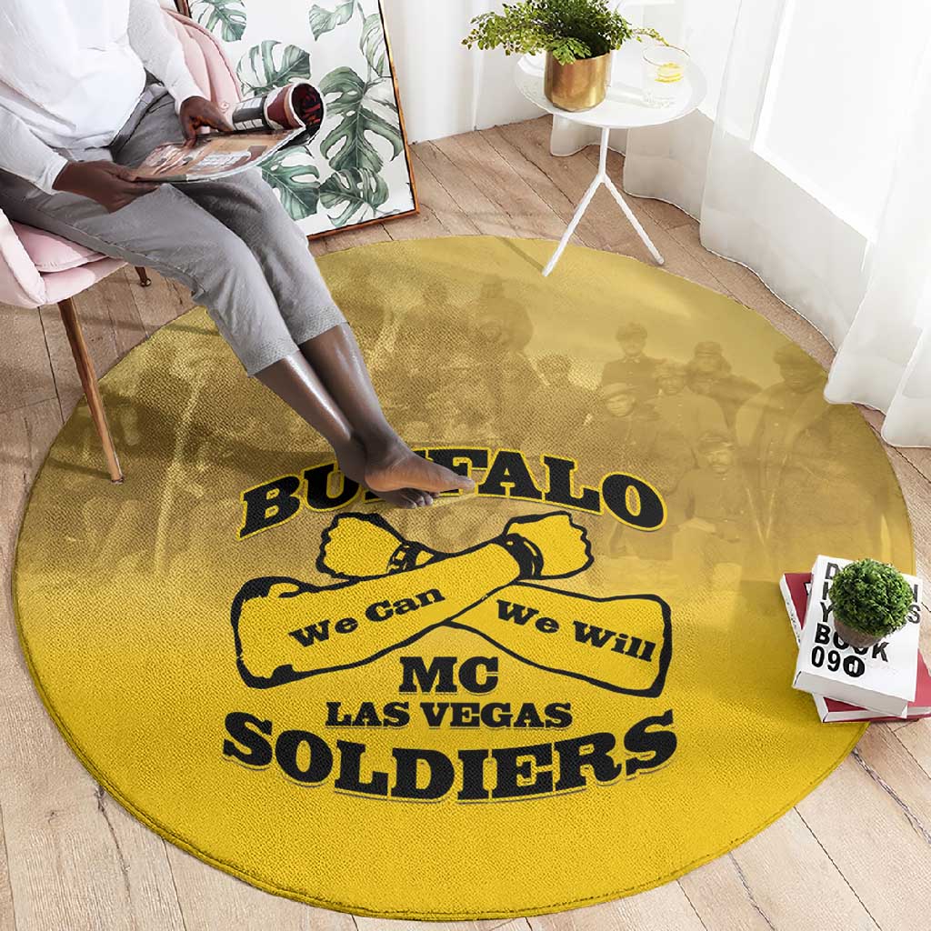 Buffalo Soldier Round Carpet African American Heroes - Yellow LT15