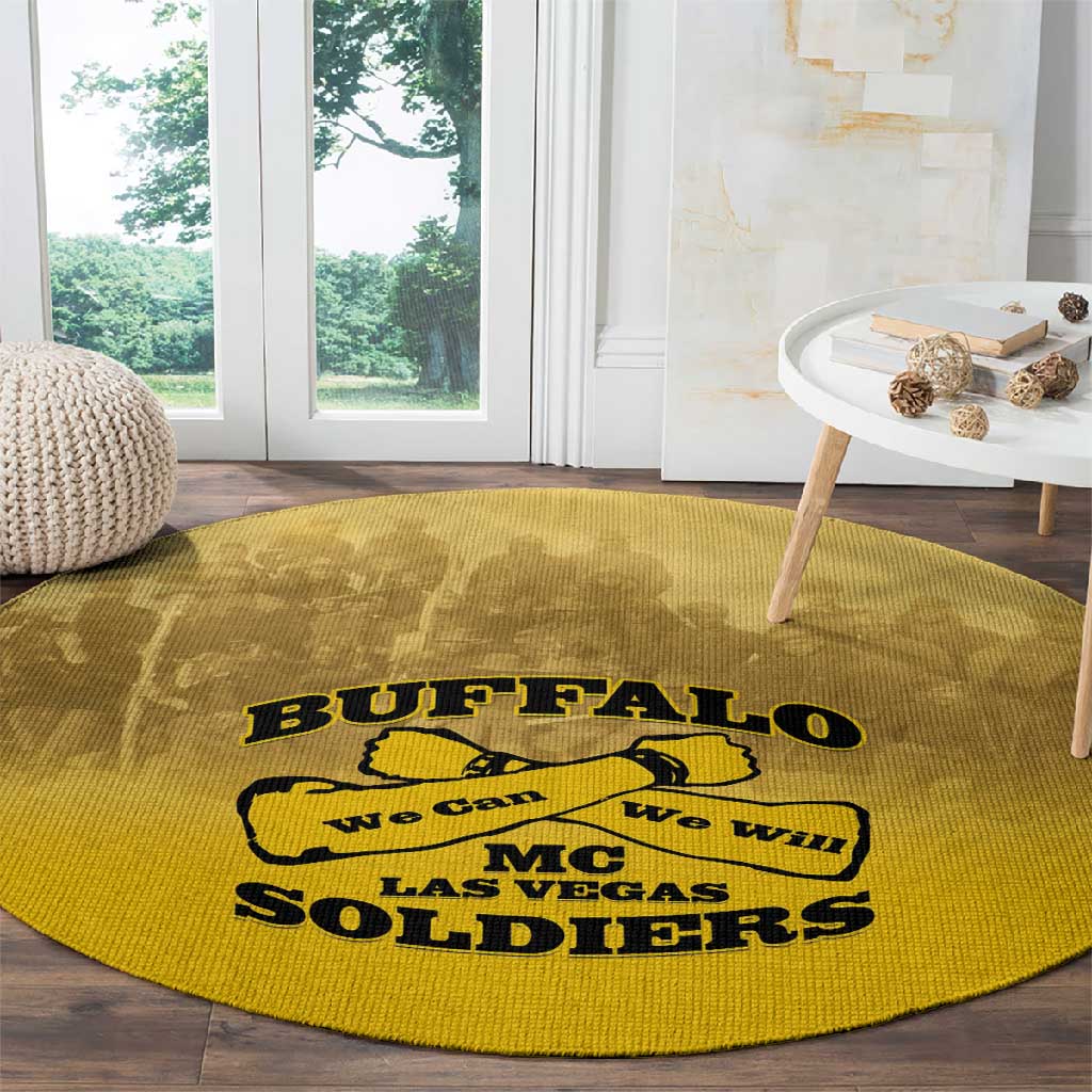 Buffalo Soldier Round Carpet African American Heroes - Yellow LT15