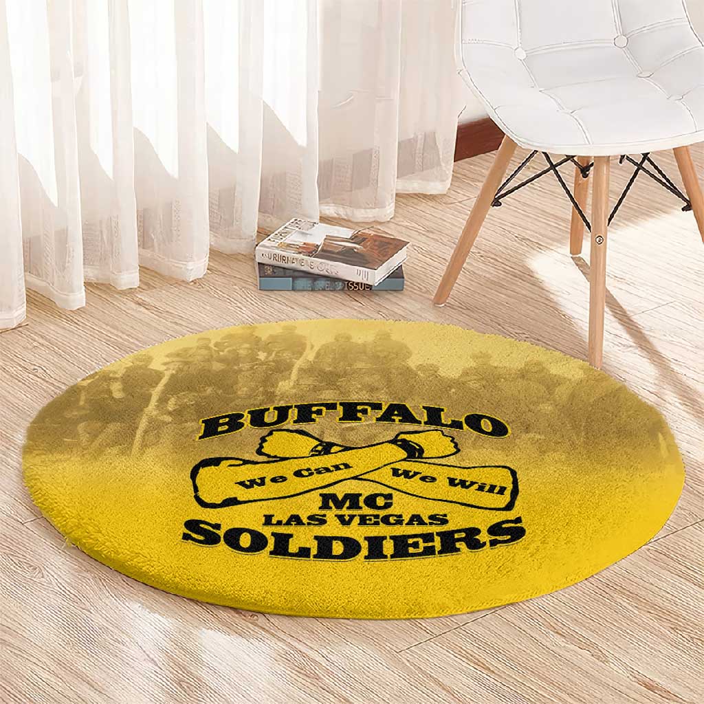 Buffalo Soldier Round Carpet African American Heroes - Yellow LT15
