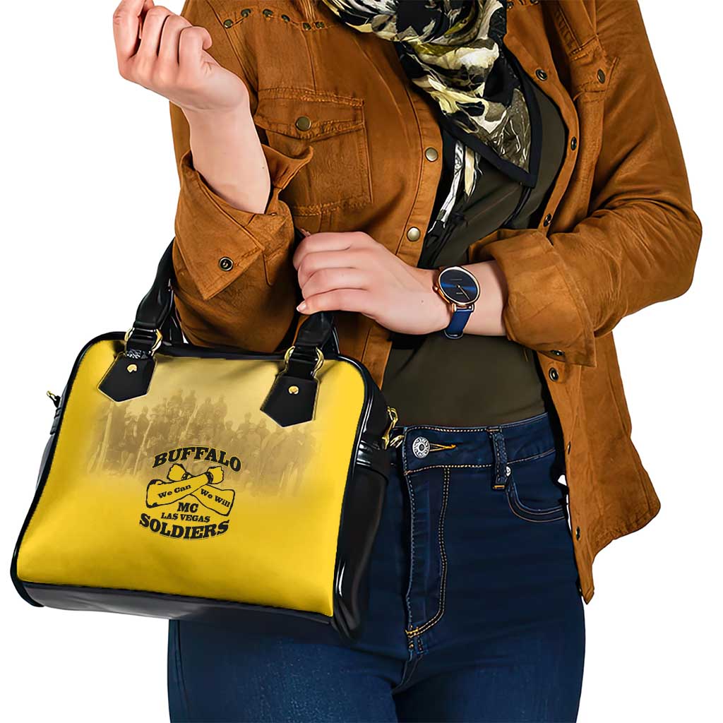 African American Buffalo Soldier Shoulder Handbag We Can We Will - Yellow LT15