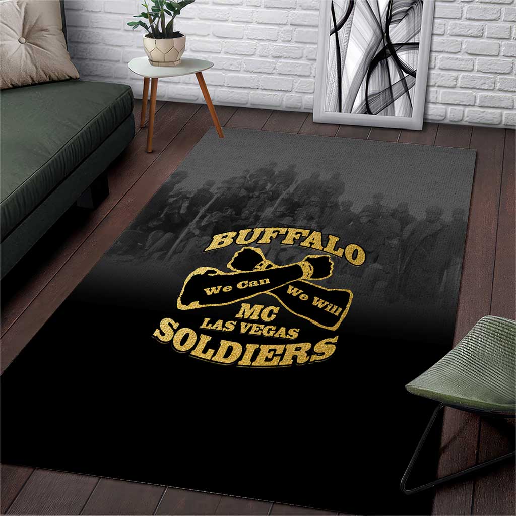 Buffalo Soldier Area Rug African American Heroes - Black LT15