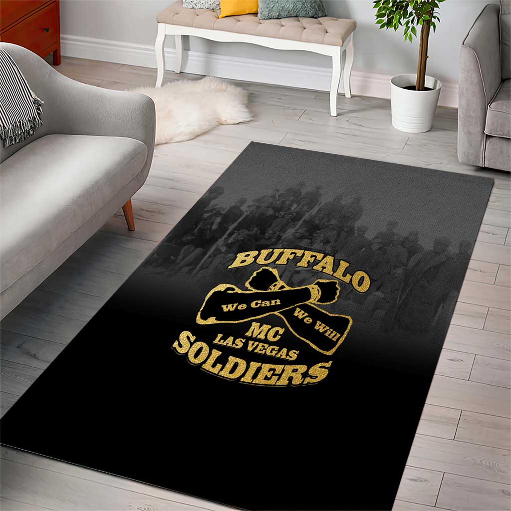 Buffalo Soldier Area Rug African American Heroes - Black LT15
