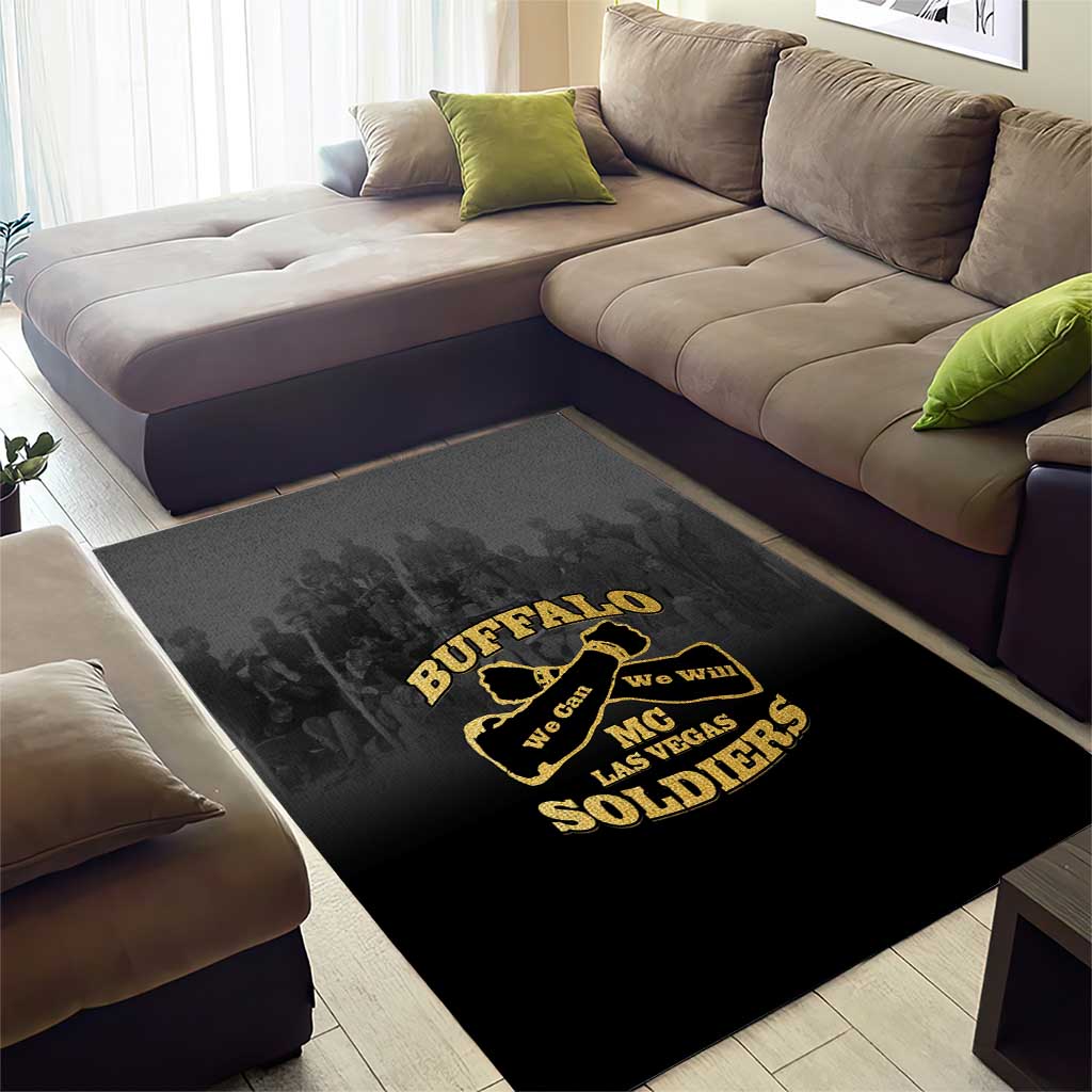 Buffalo Soldier Area Rug African American Heroes - Black LT15