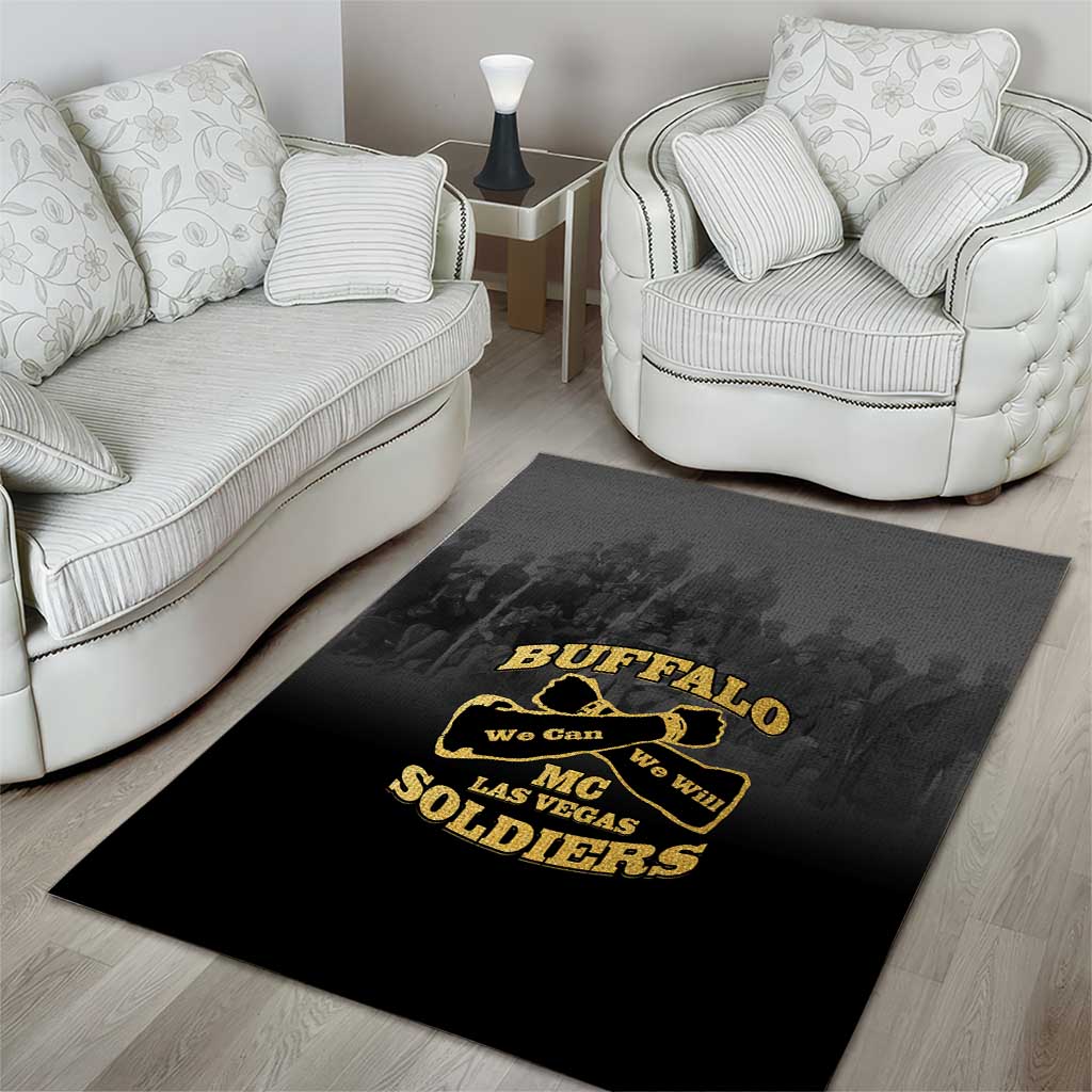 Buffalo Soldier Area Rug African American Heroes - Black LT15