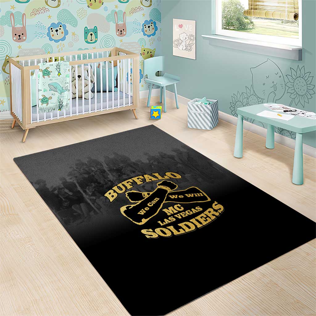 Buffalo Soldier Area Rug African American Heroes - Black LT15