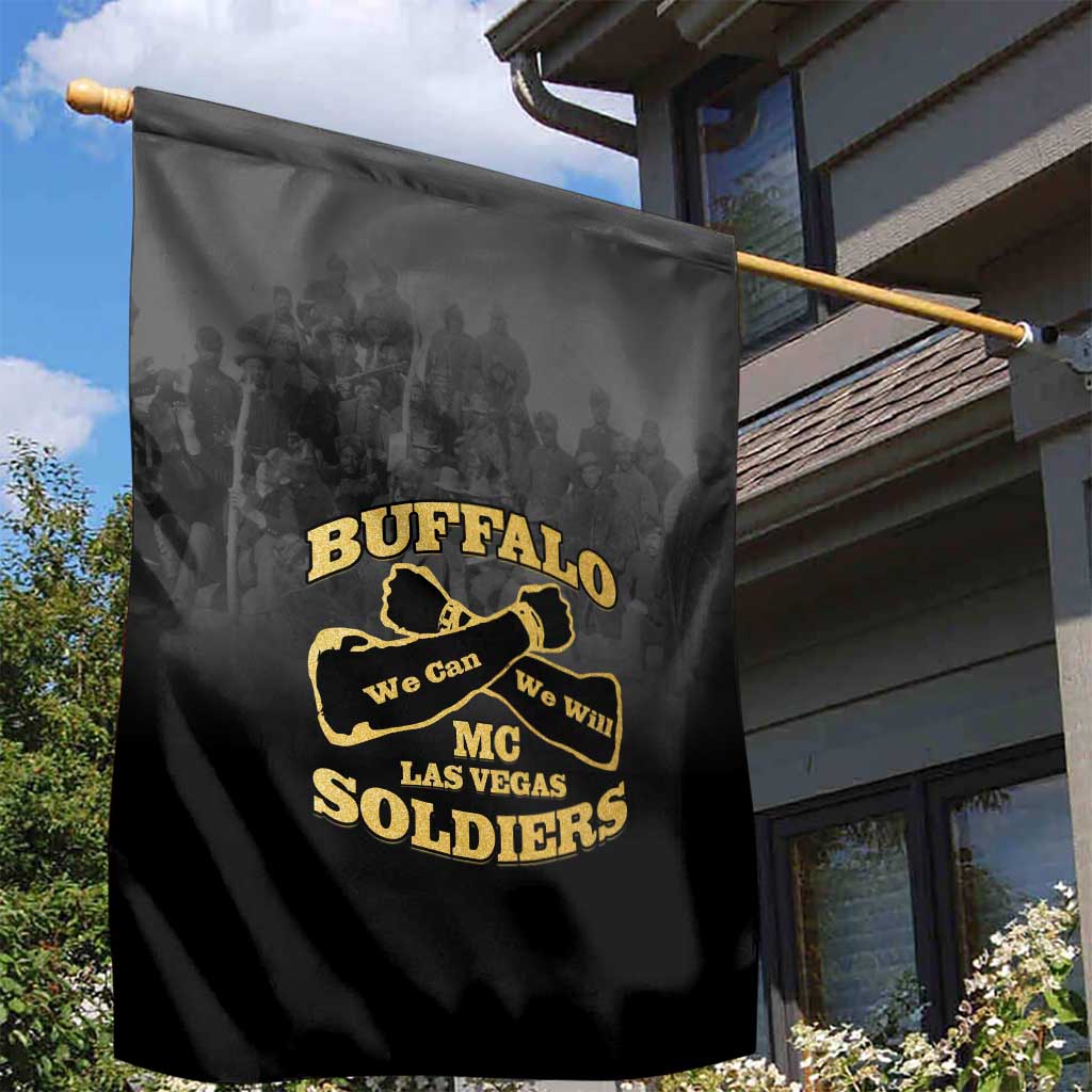 Buffalo Soldier Garden Flag African American Heroes - Black LT15