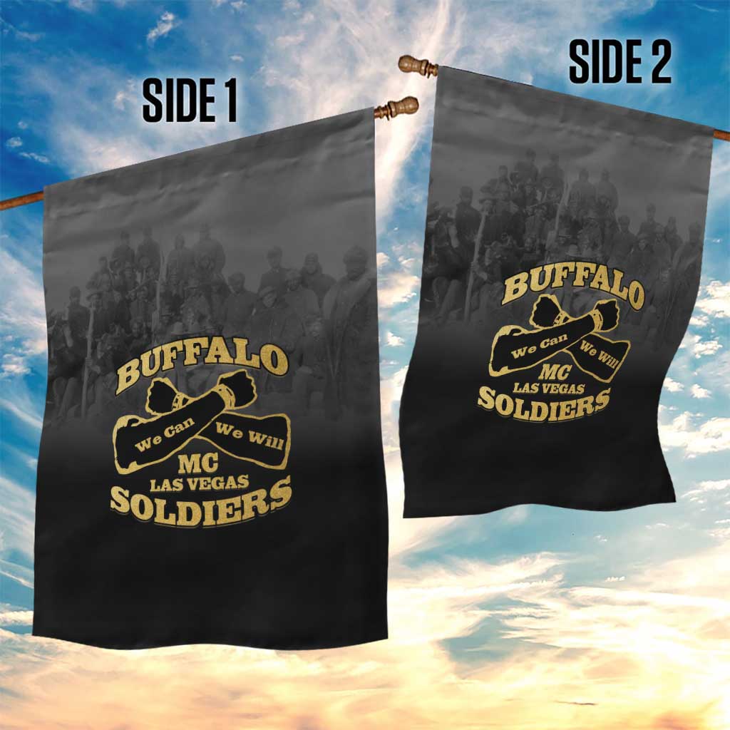 Buffalo Soldier Garden Flag African American Heroes - Black LT15