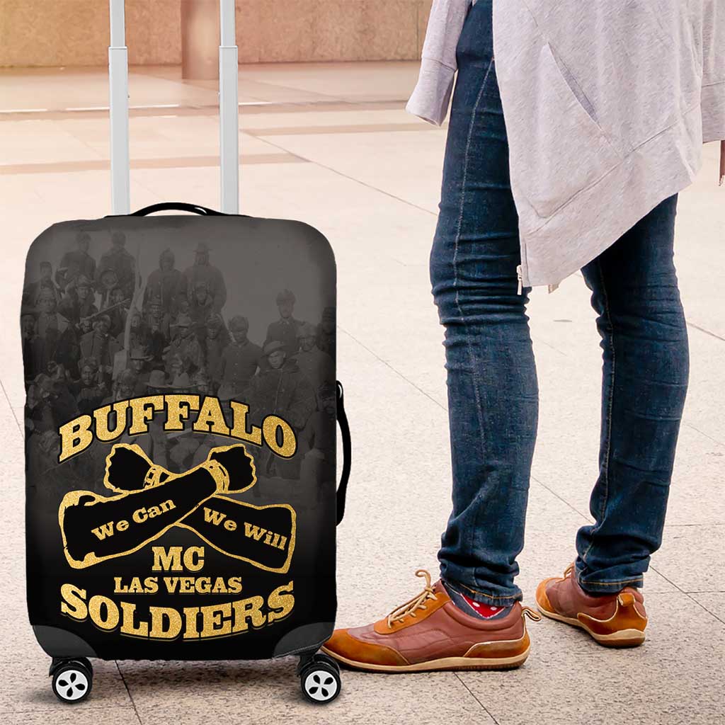 African American Buffalo Soldier Luggage Cover We Can We Will - Black LT15