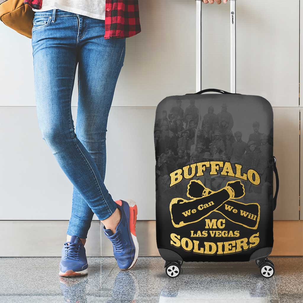African American Buffalo Soldier Luggage Cover We Can We Will - Black LT15
