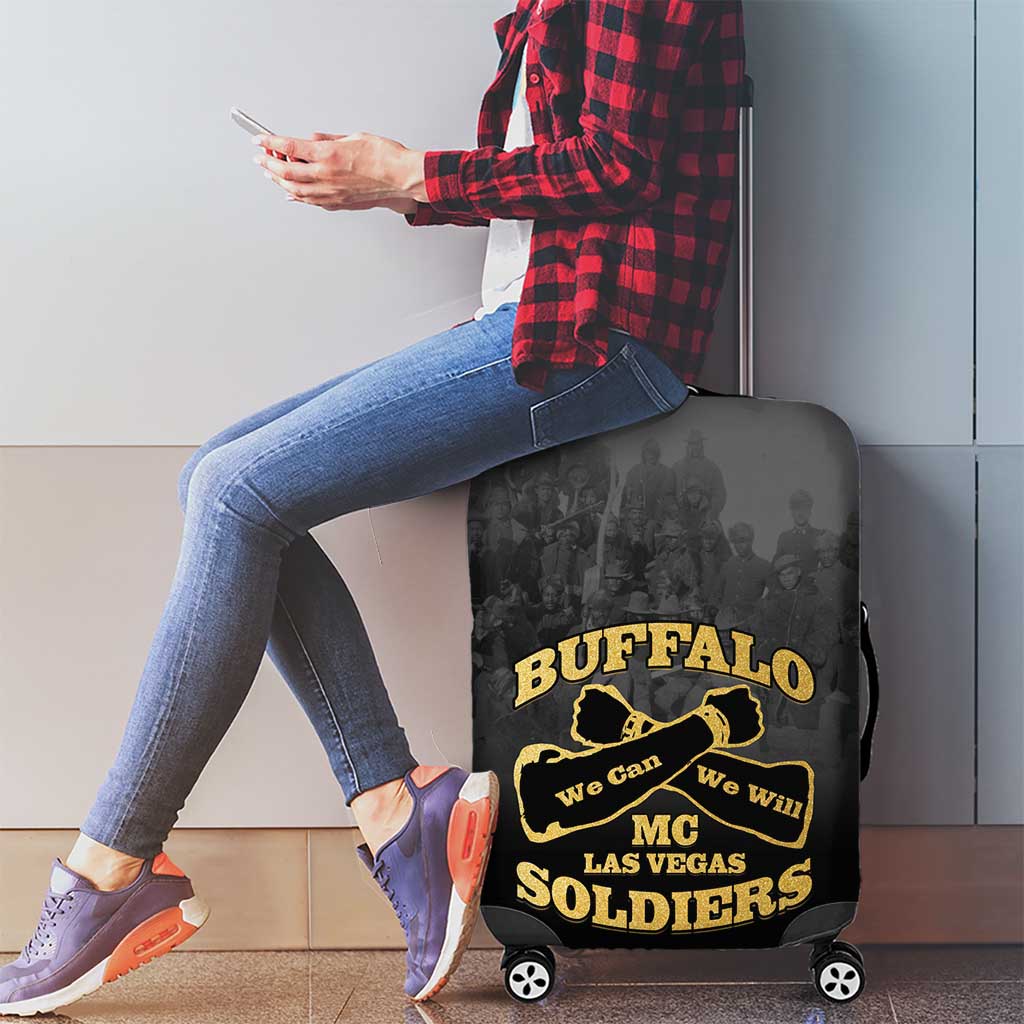 African American Buffalo Soldier Luggage Cover We Can We Will - Black LT15