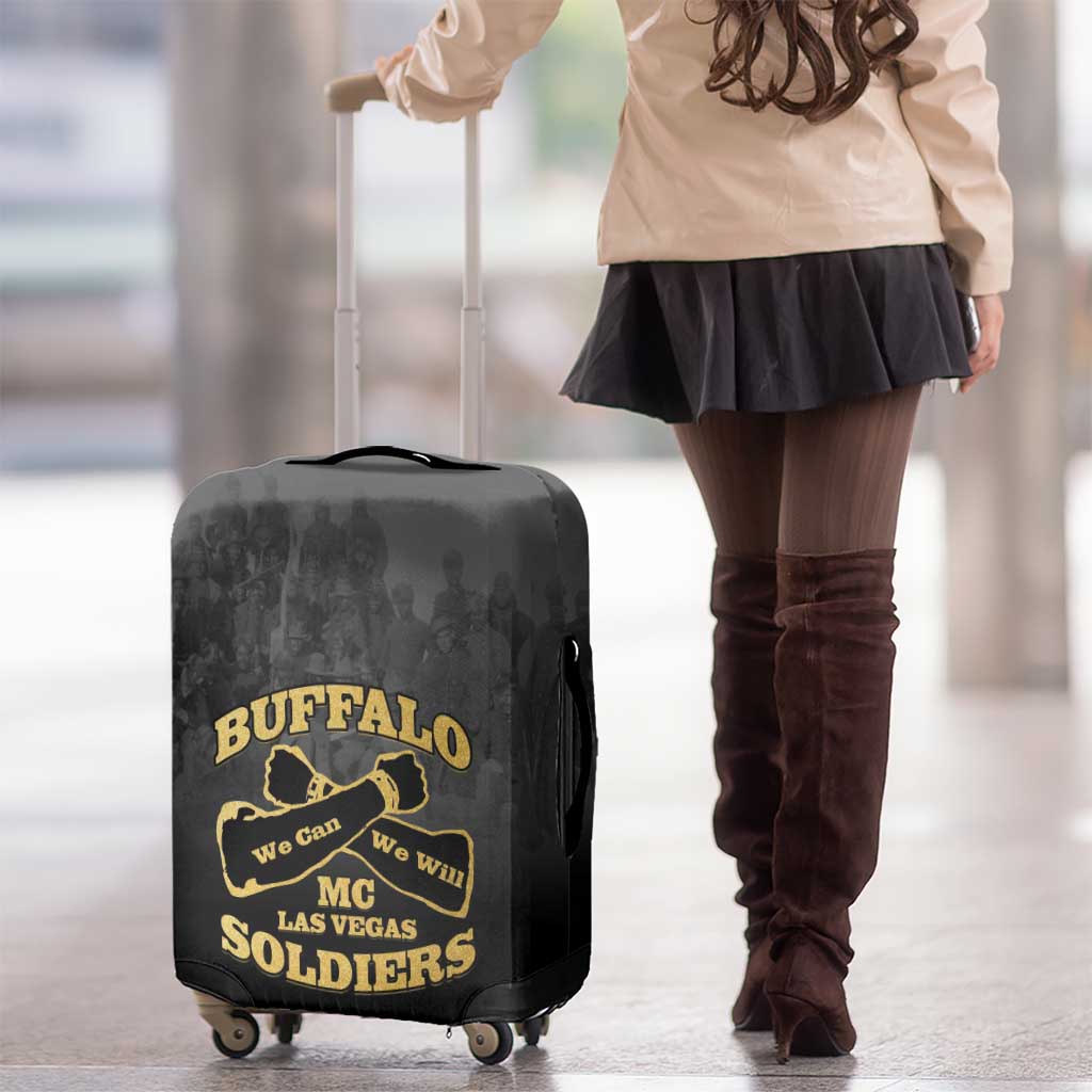 African American Buffalo Soldier Luggage Cover We Can We Will - Black LT15