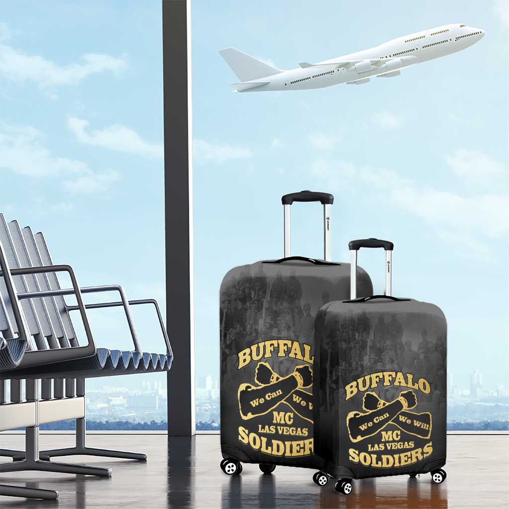African American Buffalo Soldier Luggage Cover We Can We Will - Black LT15