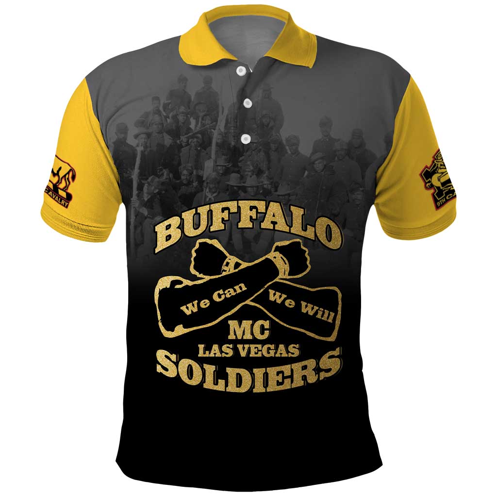 Personalized African American Buffalo Soldier Polo Shirt We Can We Will - Black LT15