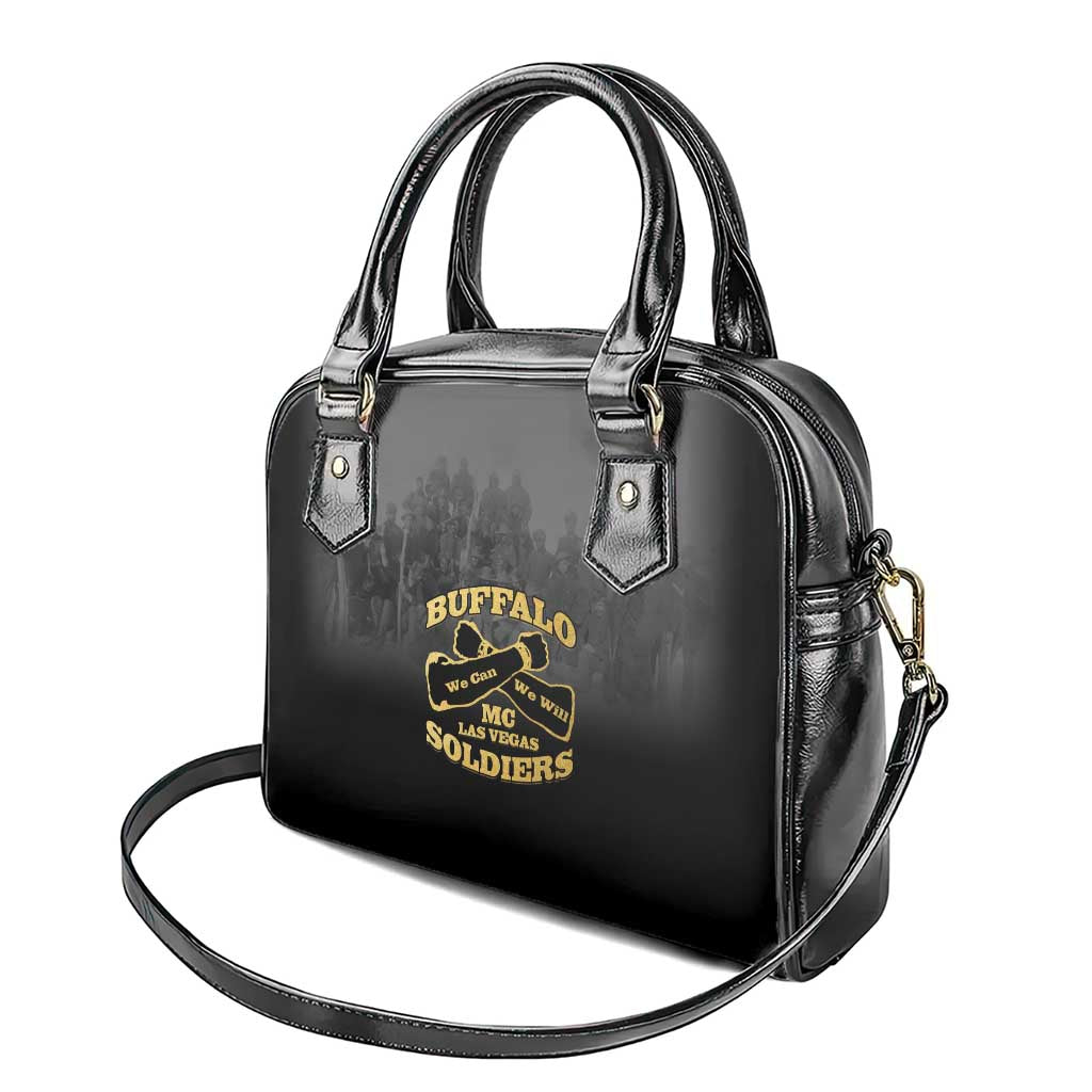 African American Buffalo Soldier Shoulder Handbag We Can We Will - Black LT15