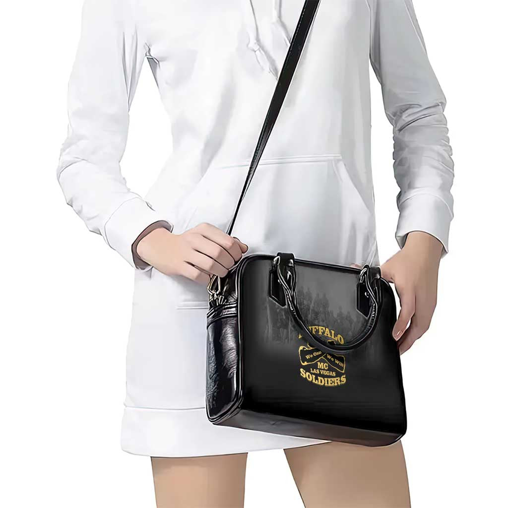 African American Buffalo Soldier Shoulder Handbag We Can We Will - Black LT15