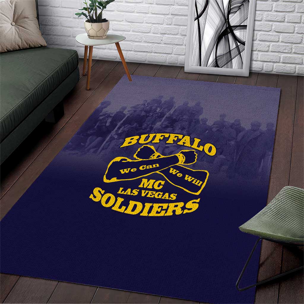 Buffalo Soldier Area Rug African American Heroes - Navy Blue LT15