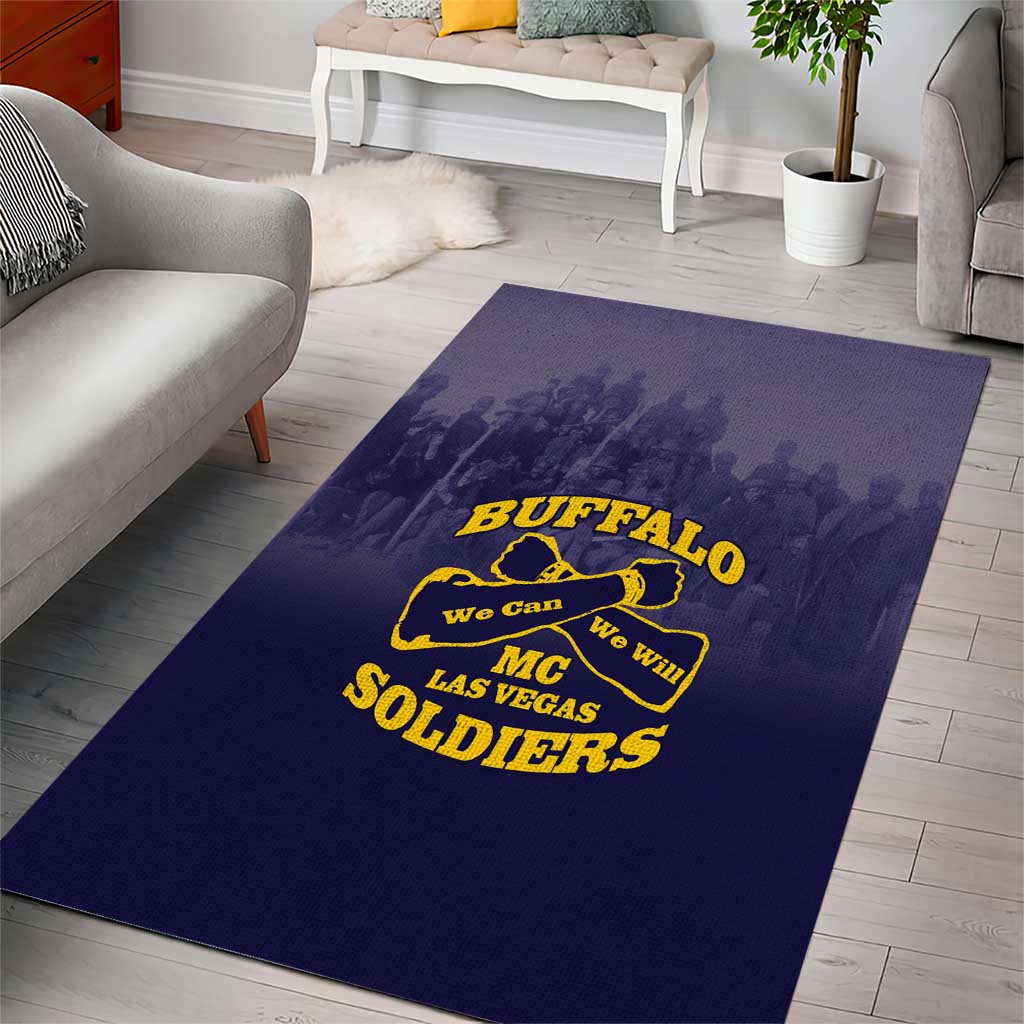 Buffalo Soldier Area Rug African American Heroes - Navy Blue LT15