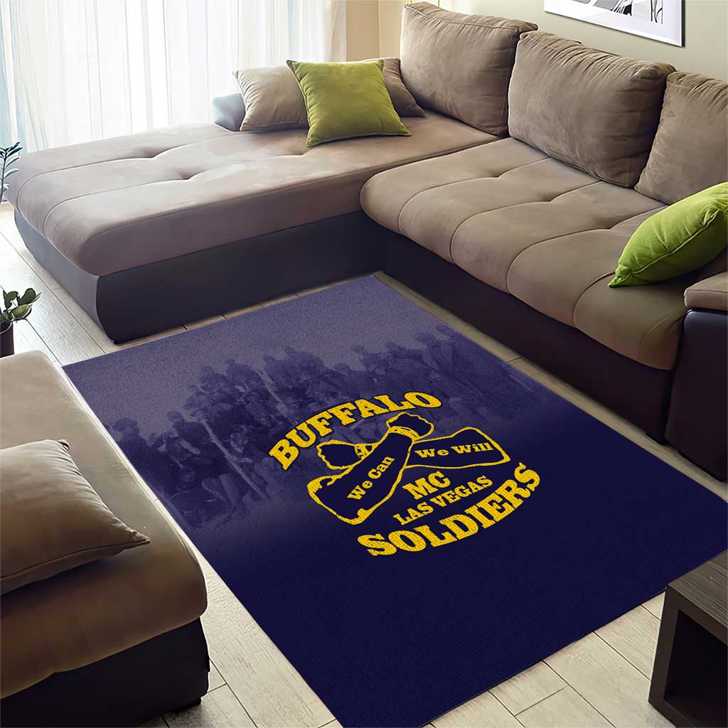 Buffalo Soldier Area Rug African American Heroes - Navy Blue LT15