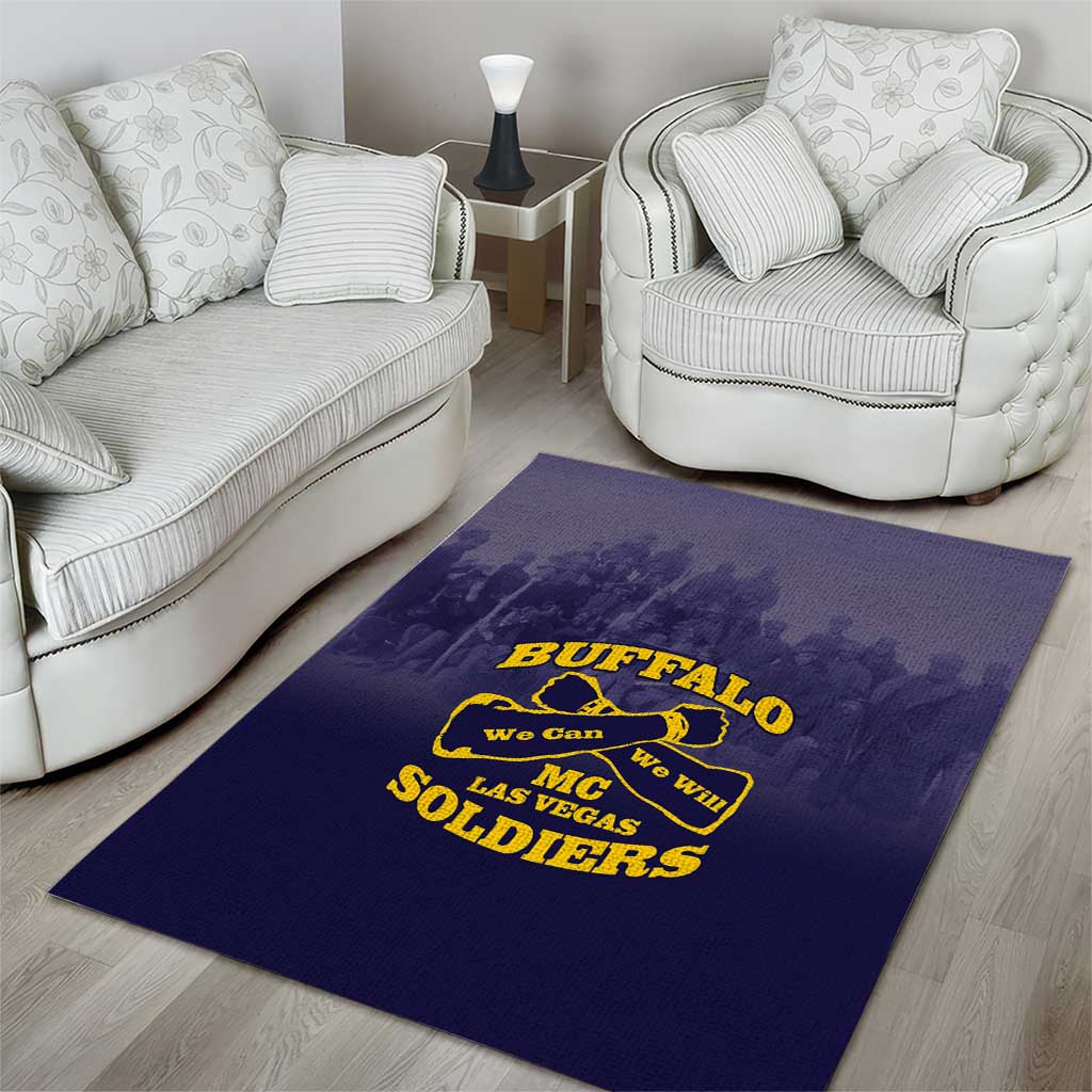 Buffalo Soldier Area Rug African American Heroes - Navy Blue LT15