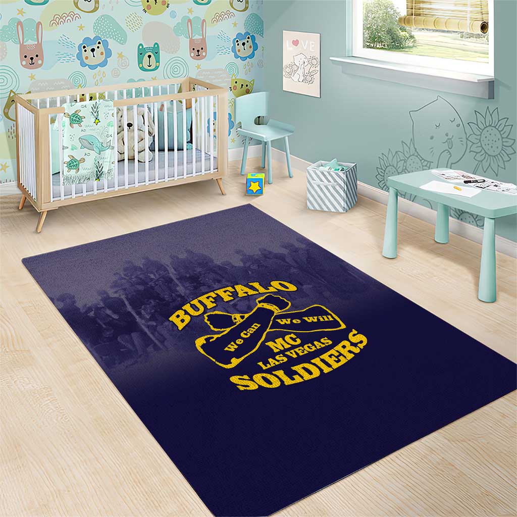 Buffalo Soldier Area Rug African American Heroes - Navy Blue LT15