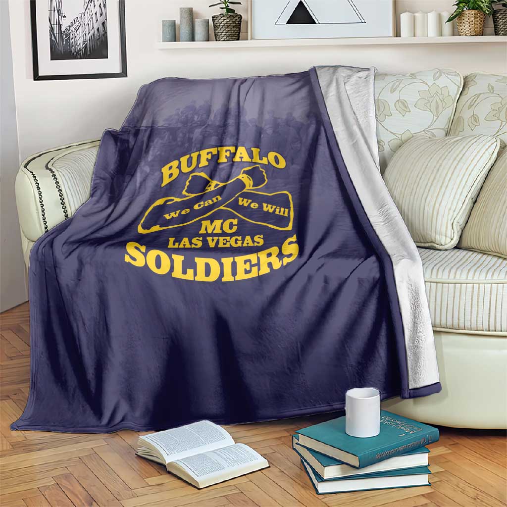 Buffalo Soldier Blanket African American Heroes - Navy Blue LT15