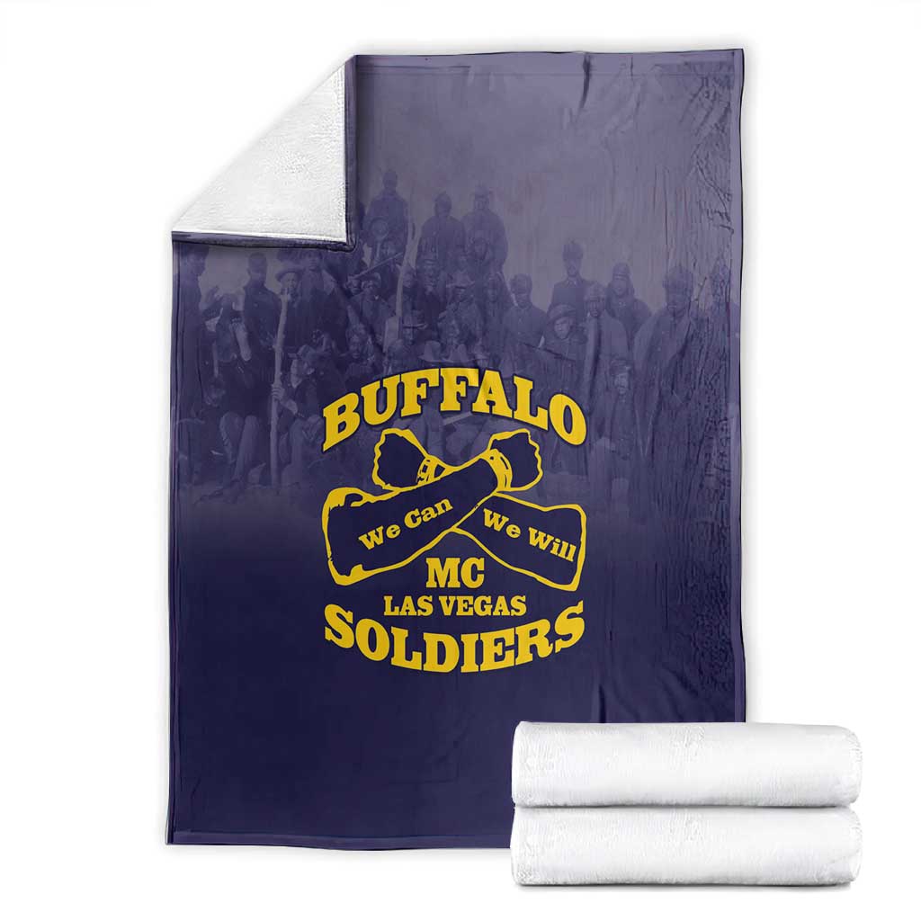 Buffalo Soldier Blanket African American Heroes - Navy Blue LT15