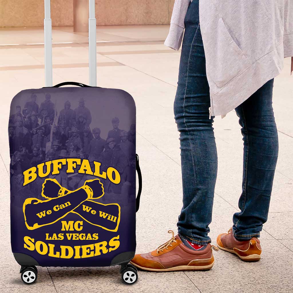 African American Buffalo Soldier Luggage Cover We Can We Will - Navy Blue LT15