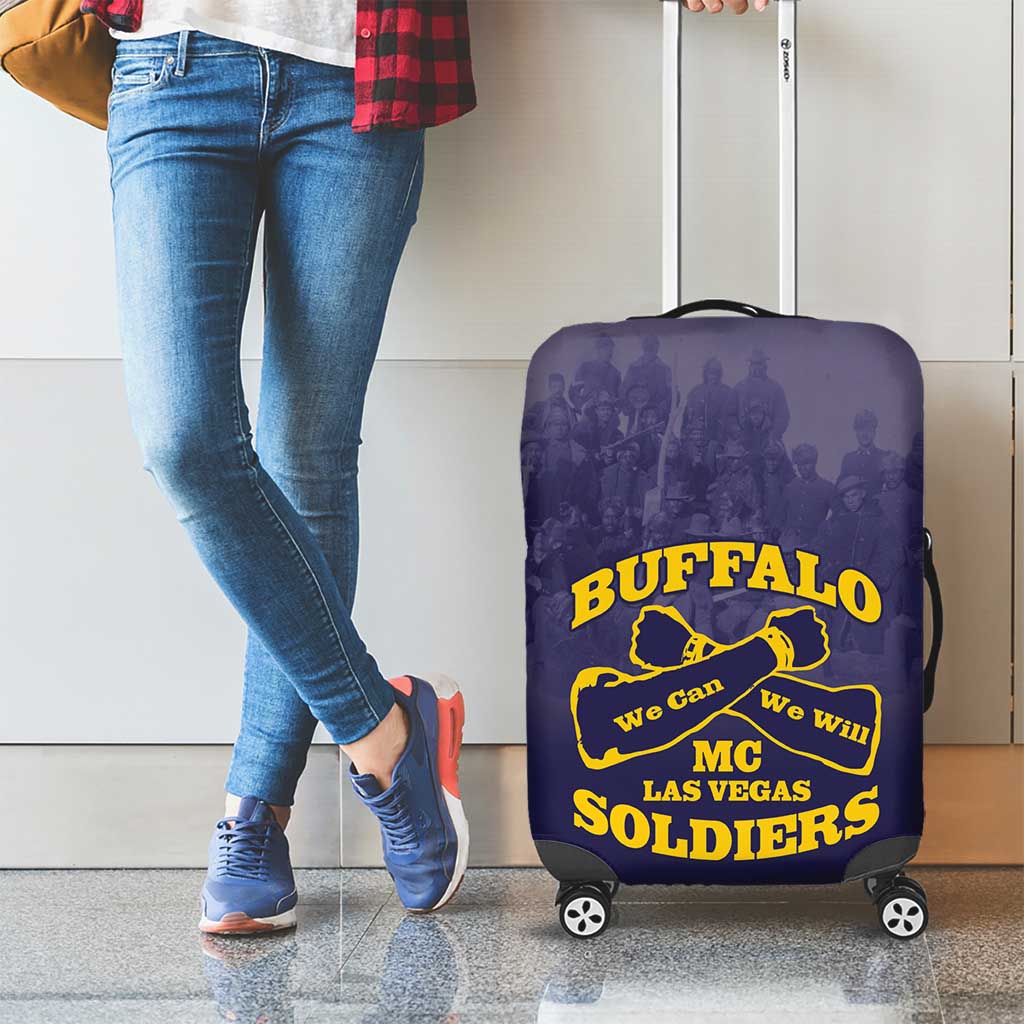 African American Buffalo Soldier Luggage Cover We Can We Will - Navy Blue LT15