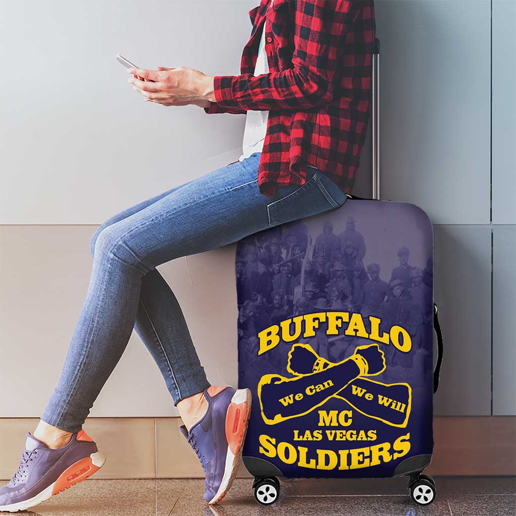 African American Buffalo Soldier Luggage Cover We Can We Will - Navy Blue LT15