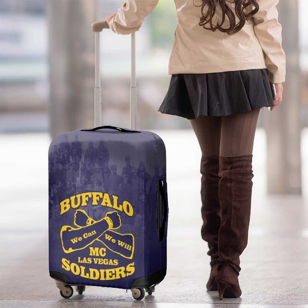 African American Buffalo Soldier Luggage Cover We Can We Will - Navy Blue LT15