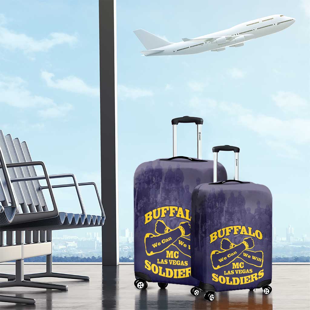 African American Buffalo Soldier Luggage Cover We Can We Will - Navy Blue LT15