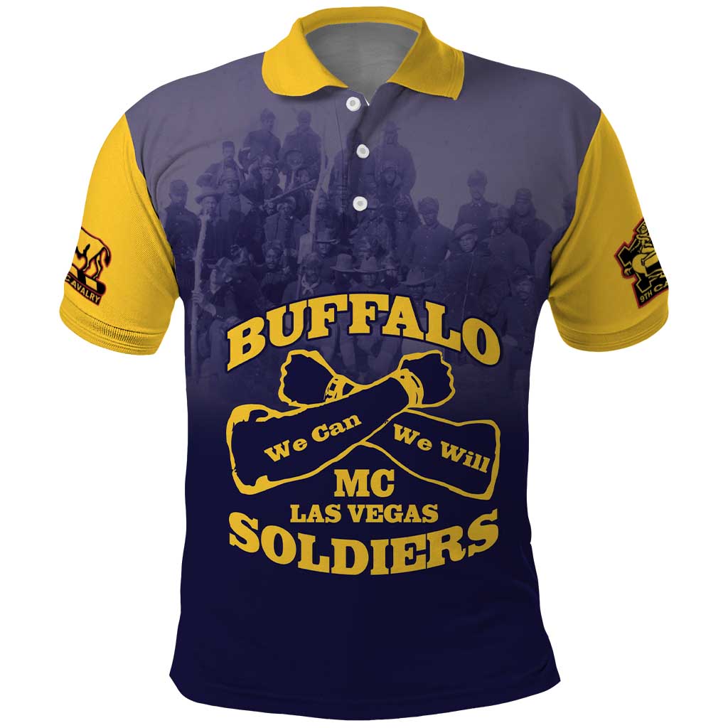 Personalized African American Buffalo Soldier Polo Shirt We Can We Will - Navy Blue LT15